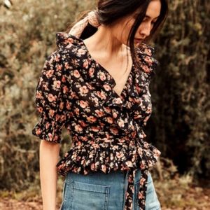 Dôen Viola Top - Black Poppy Print